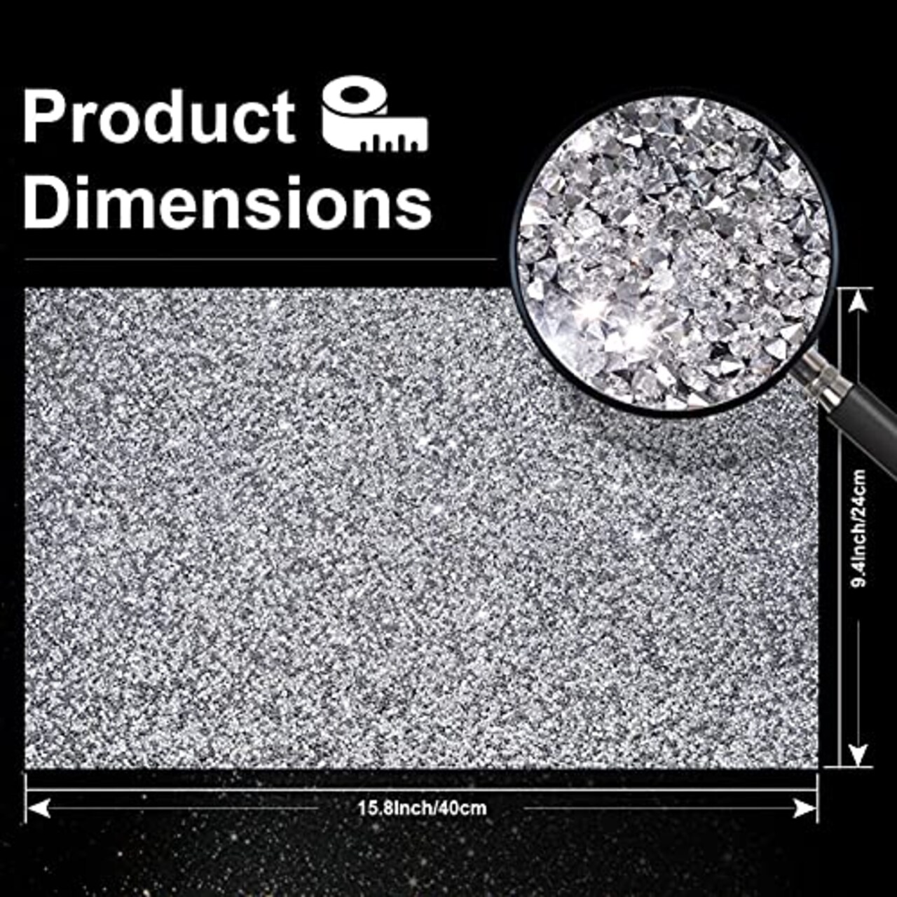Bling Rhinestone Sticker DIY Home Decor Stickers Self-Adhesive Crystal Sheet Stickers for Cars & Crafts Decoration(Silver,9.4" x 15.8")